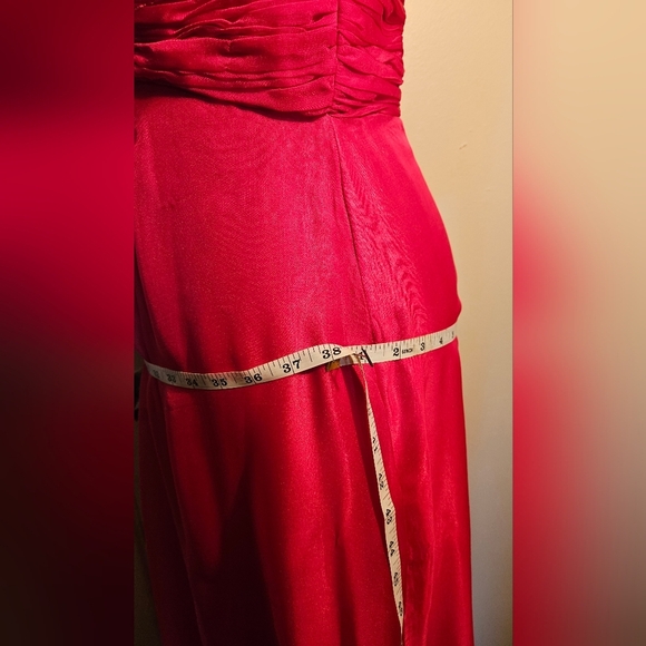 Chic Red Maxi Dress with Embellished Waist, Size 12 - Picture 5 of 10